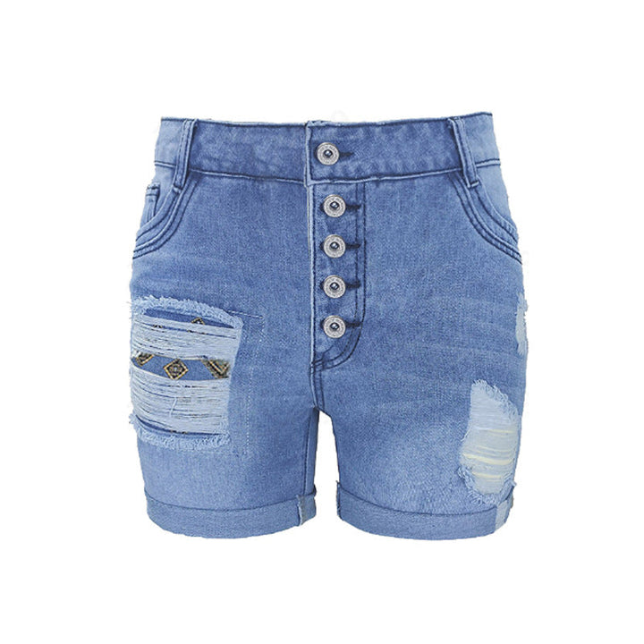 Damen Jeans-Shorts mit lässigem Fransen-Design und modischen Applikationen Drune
