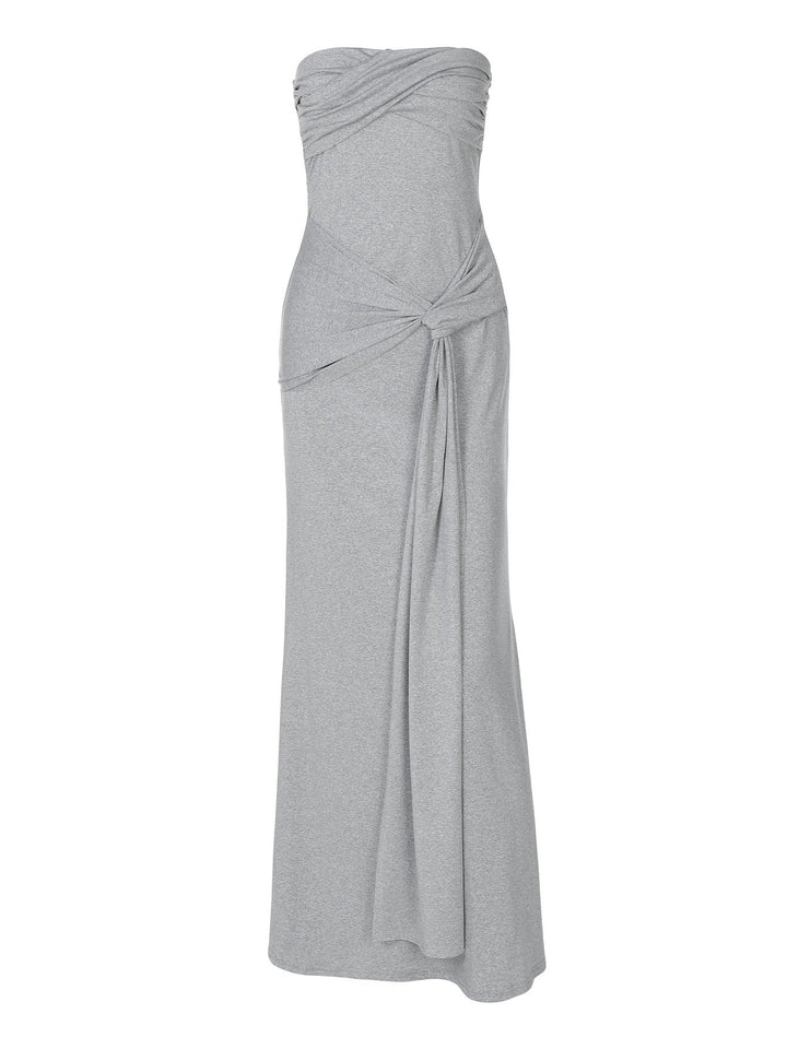 Damen Strapless Maxikleid mit raffiniertem Wickeldesign Drune