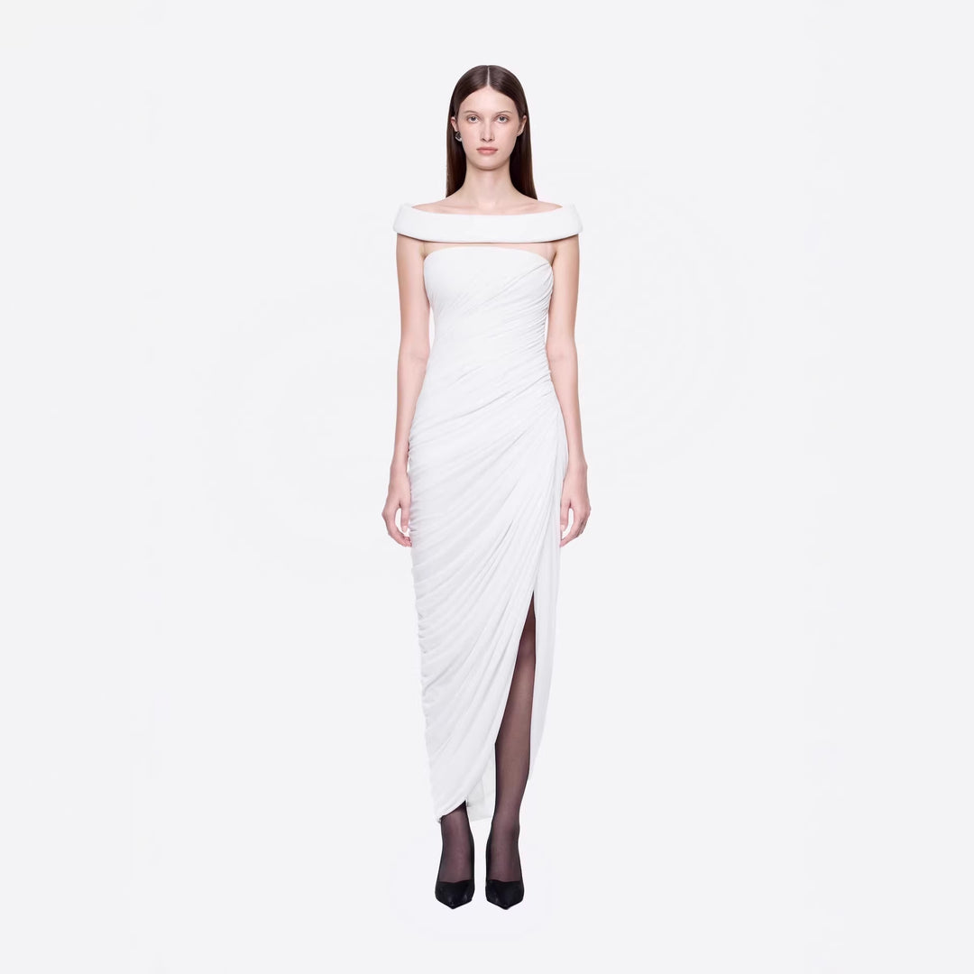 Damen Elegantes Cleopatra-Kleid mit tiefem Ausschnitt und drapiertem Rock Drune