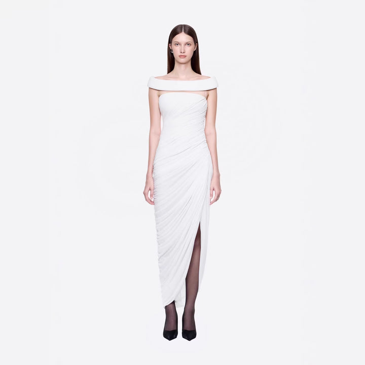 Damen Elegantes Cleopatra-Kleid mit tiefem Ausschnitt und drapiertem Rock Drune