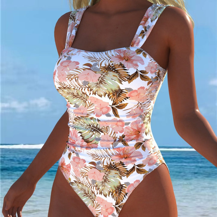 Damen Einteiliger Badeanzug mit floralen Akzenten und breiten Trägern Drune