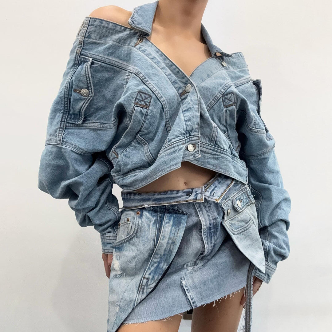 Damen Denim-Jacke mit lässigem Schnitt und modischen Destroyed-Details Drune