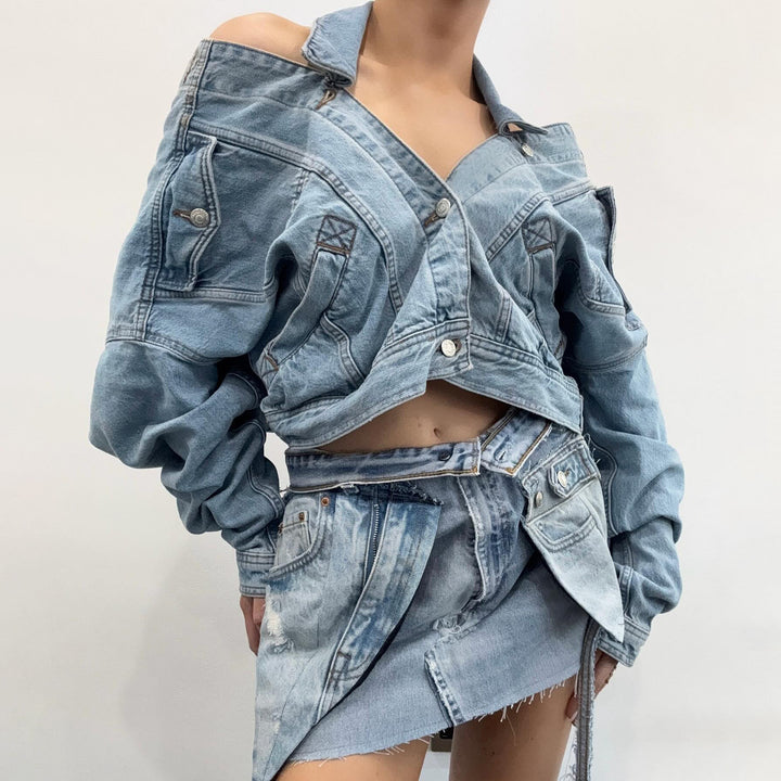 Damen Denim-Jacke mit lässigem Schnitt und modischen Destroyed-Details Drune