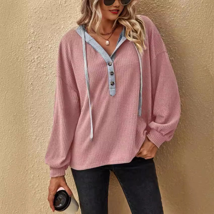 Damen Oversized Pullover mit Knopfleiste Drune