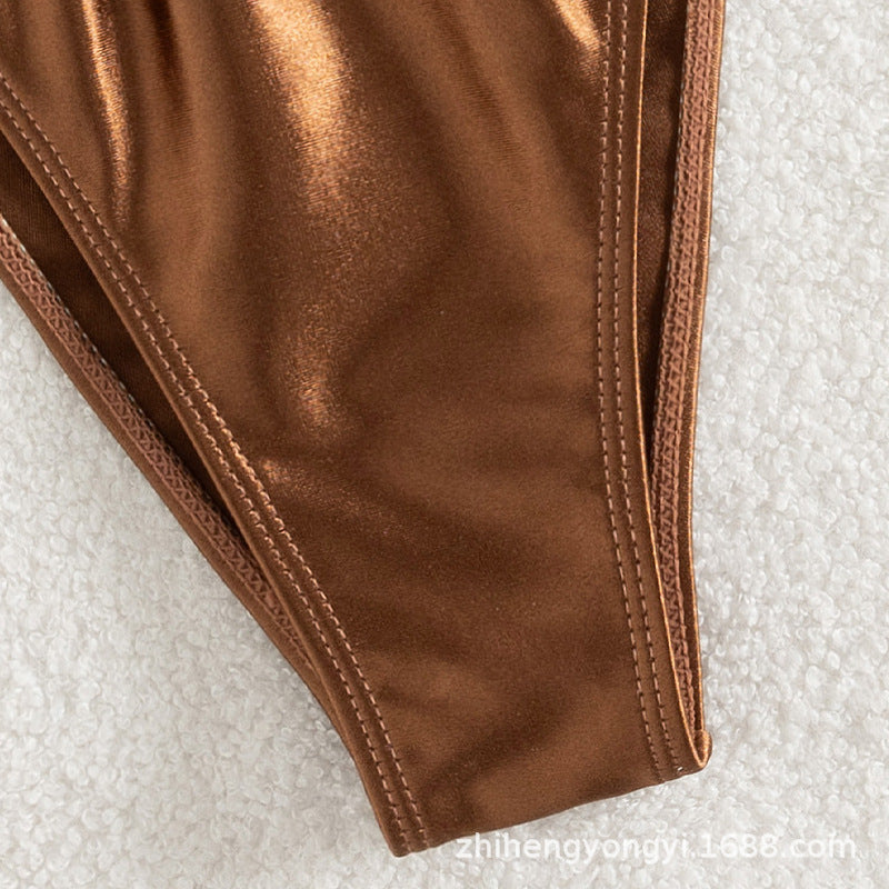 Damen Triangel-Bikini mit hochwertigem Glanzmaterial und verstellbaren Seitenschnüren Drune