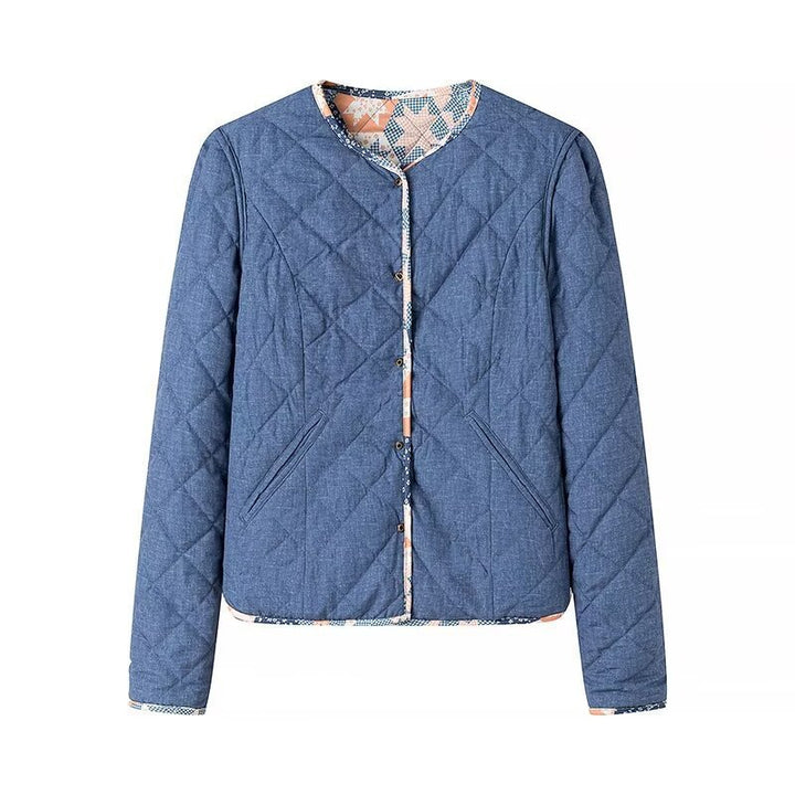 Damen Modische Steppjacke mit floralem Design und praktischen Taschen Drune