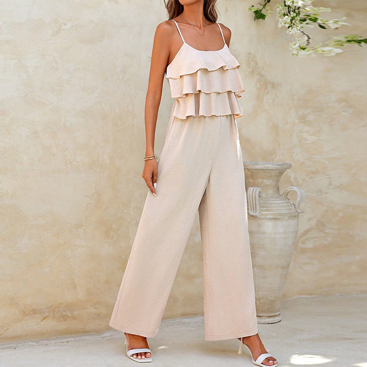 Damen luftiger Jumpsuit mit Rüschendetails Drune