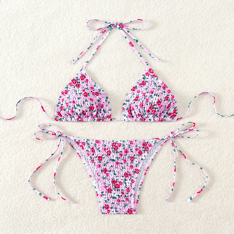 Damen Bunte Blumenmuster Bikini Drune