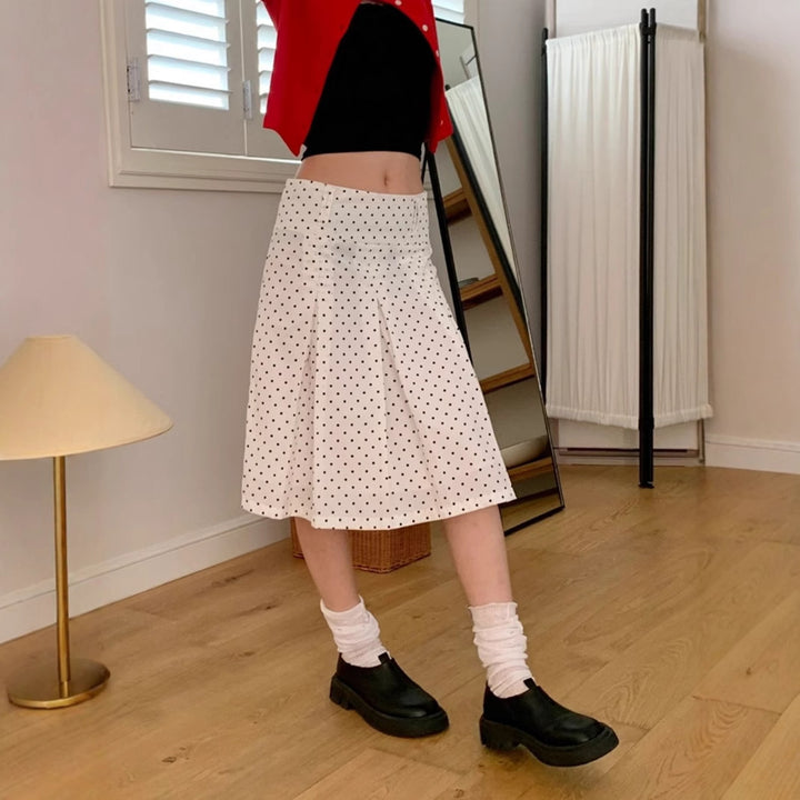 Damen Midirock mit verspieltem Punktmuster und eleganter A-Linie Drune