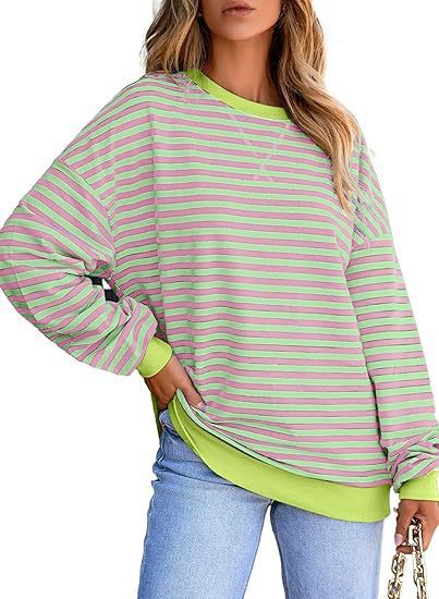 Damen lässiger Sweater mit breiten Streifen Drune