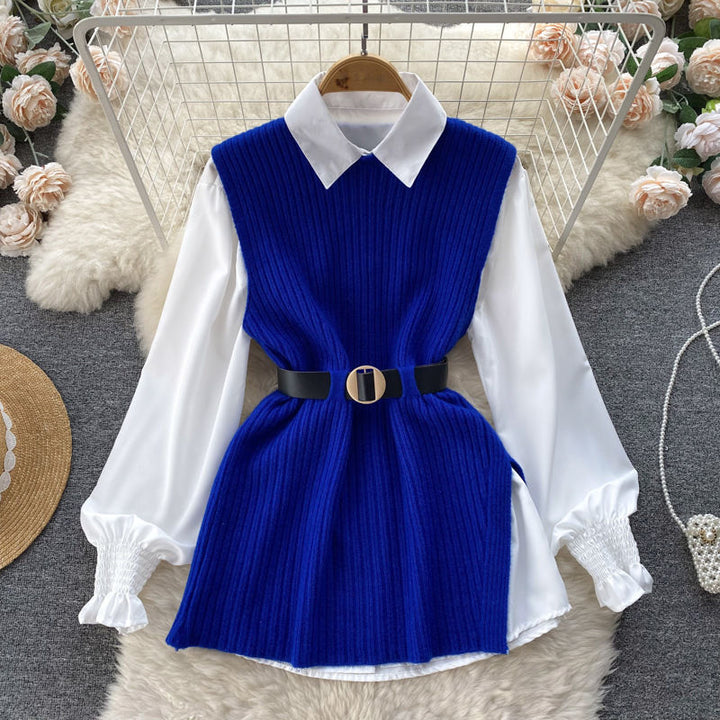 Damen Strickkleid mit eleganter Blusenoptik Drune