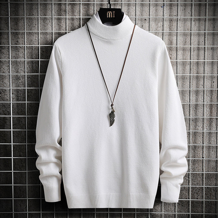Herren nan Premium Stehkragenpullover aus feinem Baumwoll-Mix mit gerippten Bündchen und schmaler Silhouette Drune