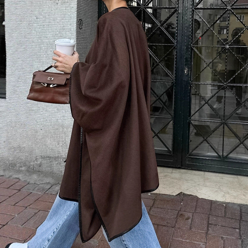 Damen versatile Wolle Cape Drune