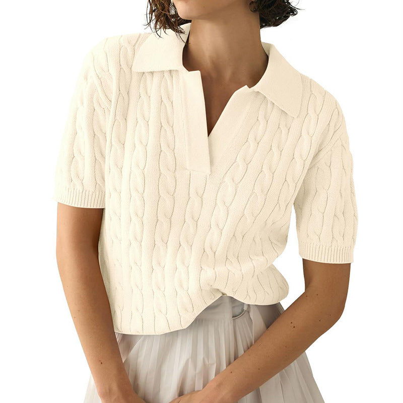 Drune | Polo-Kragen Twist Strickpullover