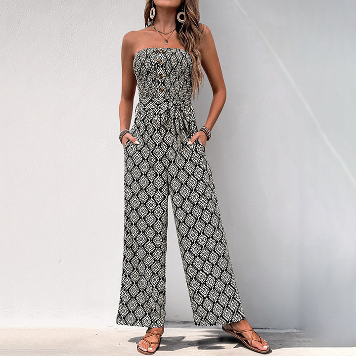 Damen Jumpsuit mit aufregendem Boho-Muster und elastischem Bund Drune