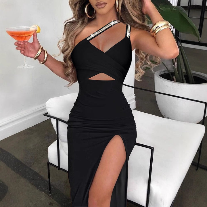 Damen Maxikleid mit asymmetrischem Schnitt und eleganten Glitzerdetails Drune