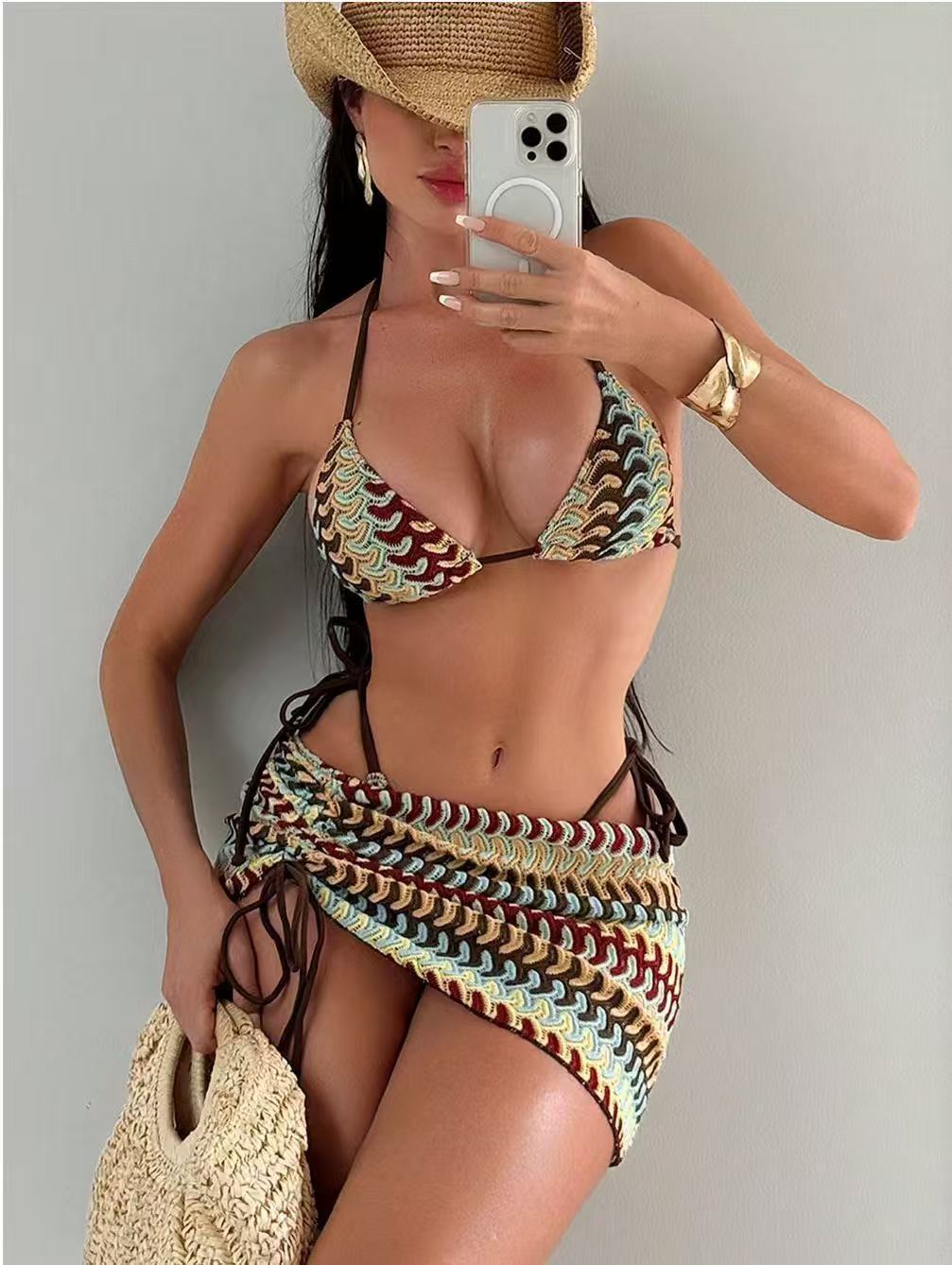 Damen Crocheted Bikini mit Wickelrock Drune