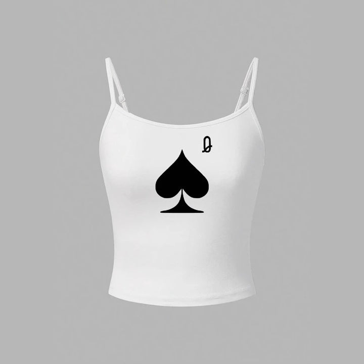 Damen Crop-Top mit kreativem Kartenspiel-Motiv Drune