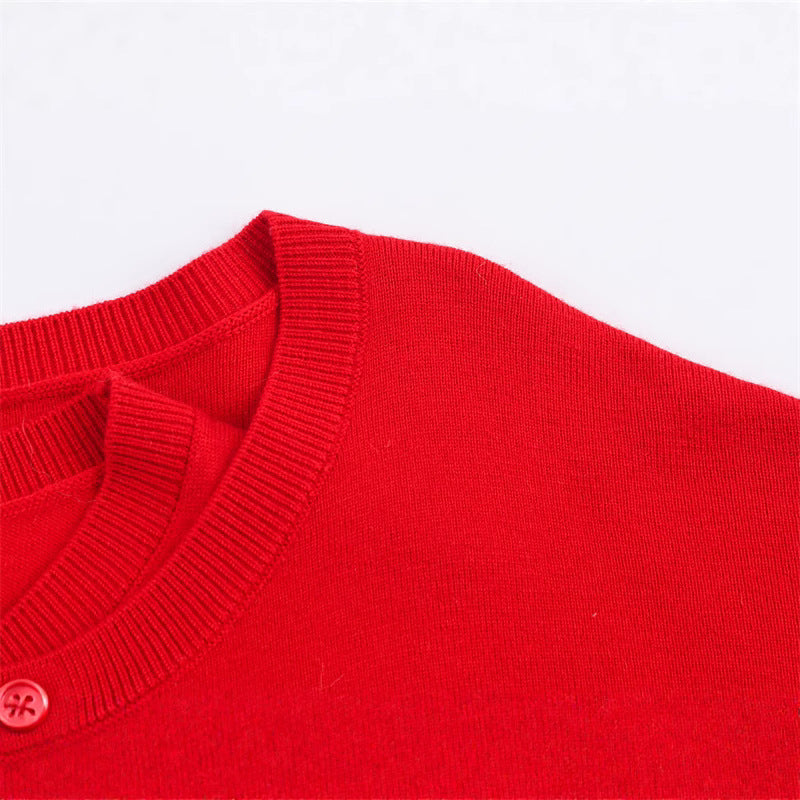 Damen cropped Strickpullover mit Knopfdetail und V-Ausschnitt Drune