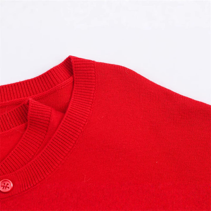 Damen cropped Strickpullover mit Knopfdetail und V-Ausschnitt Drune