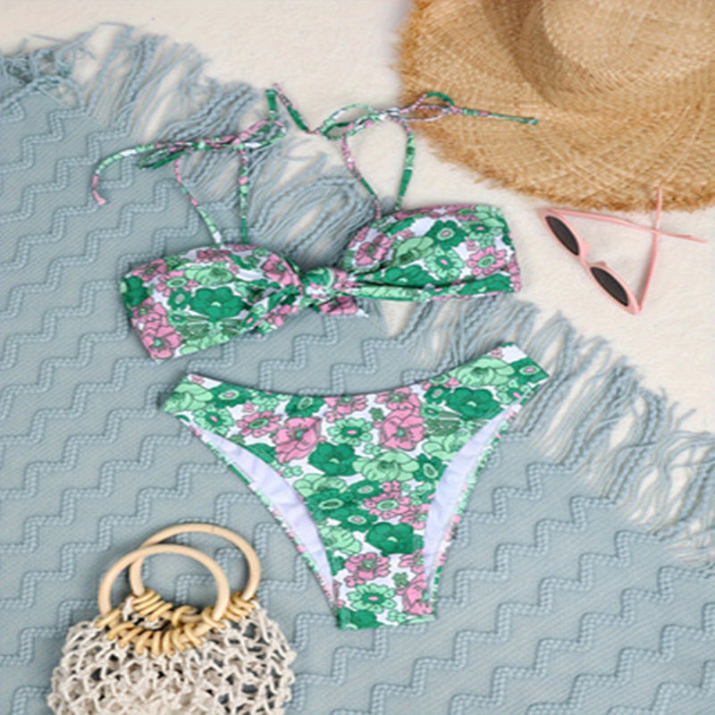 Damen Push-Up Bikini mit floralem Design Drune
