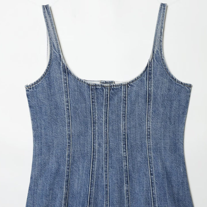 Damen Jeanskleid im A-Linien Schnitt mit Knopfverschluss Drune