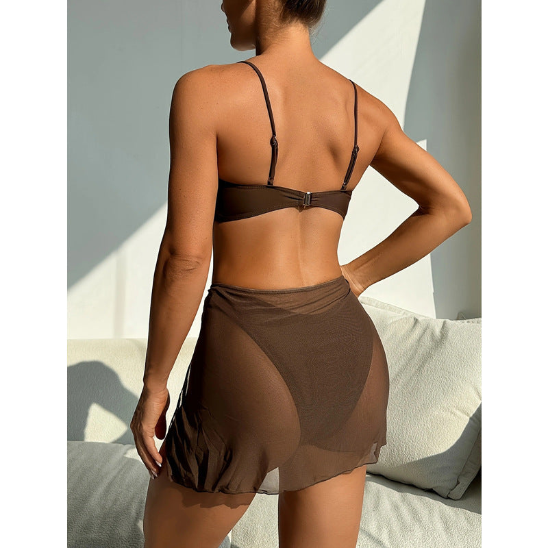 Damen Bikini-Set mit schickem Wickelrock und dekorativem Ringdetails Drune