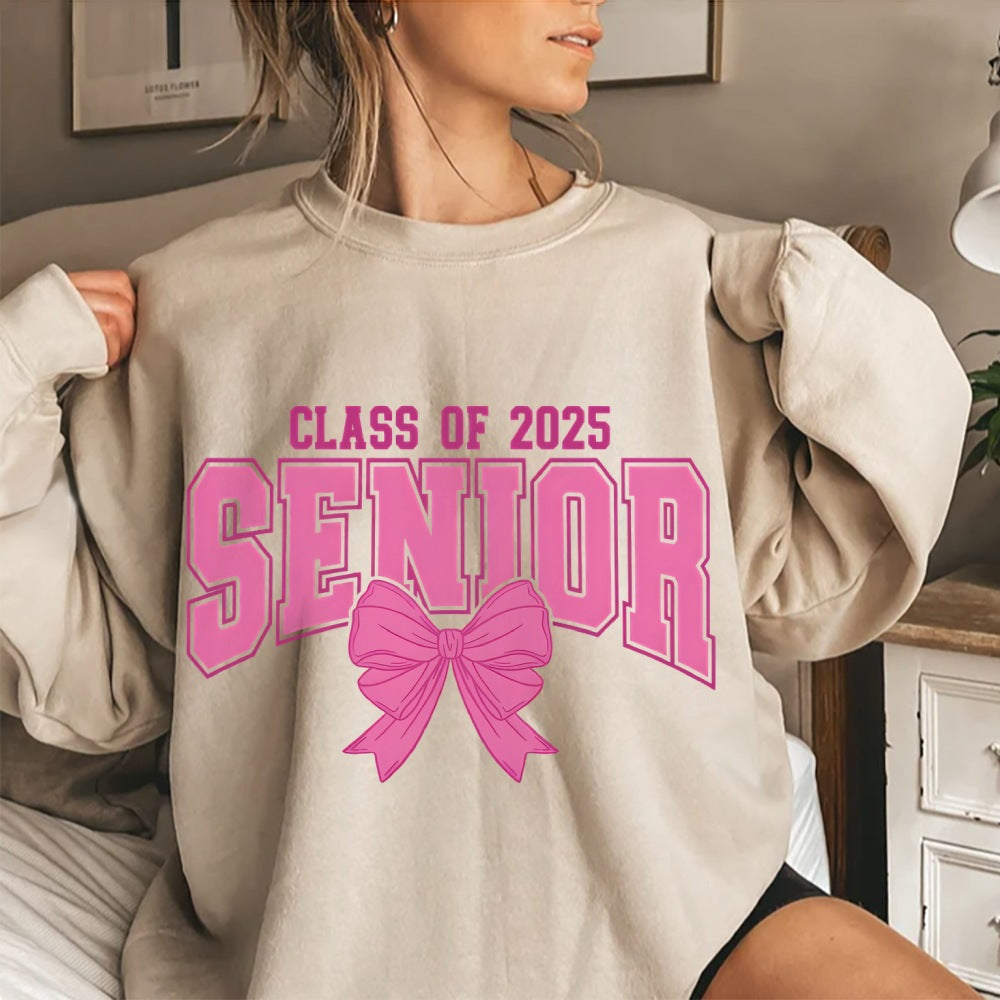 Damen Sweatshirt mit Abschlussjahr und dekorativem Schleifendesign Drune