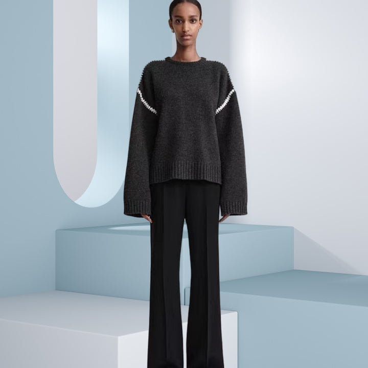 Damen Klassischer Strickpullover mit modischen Raglanärmeln und weitem Schnitt Drune