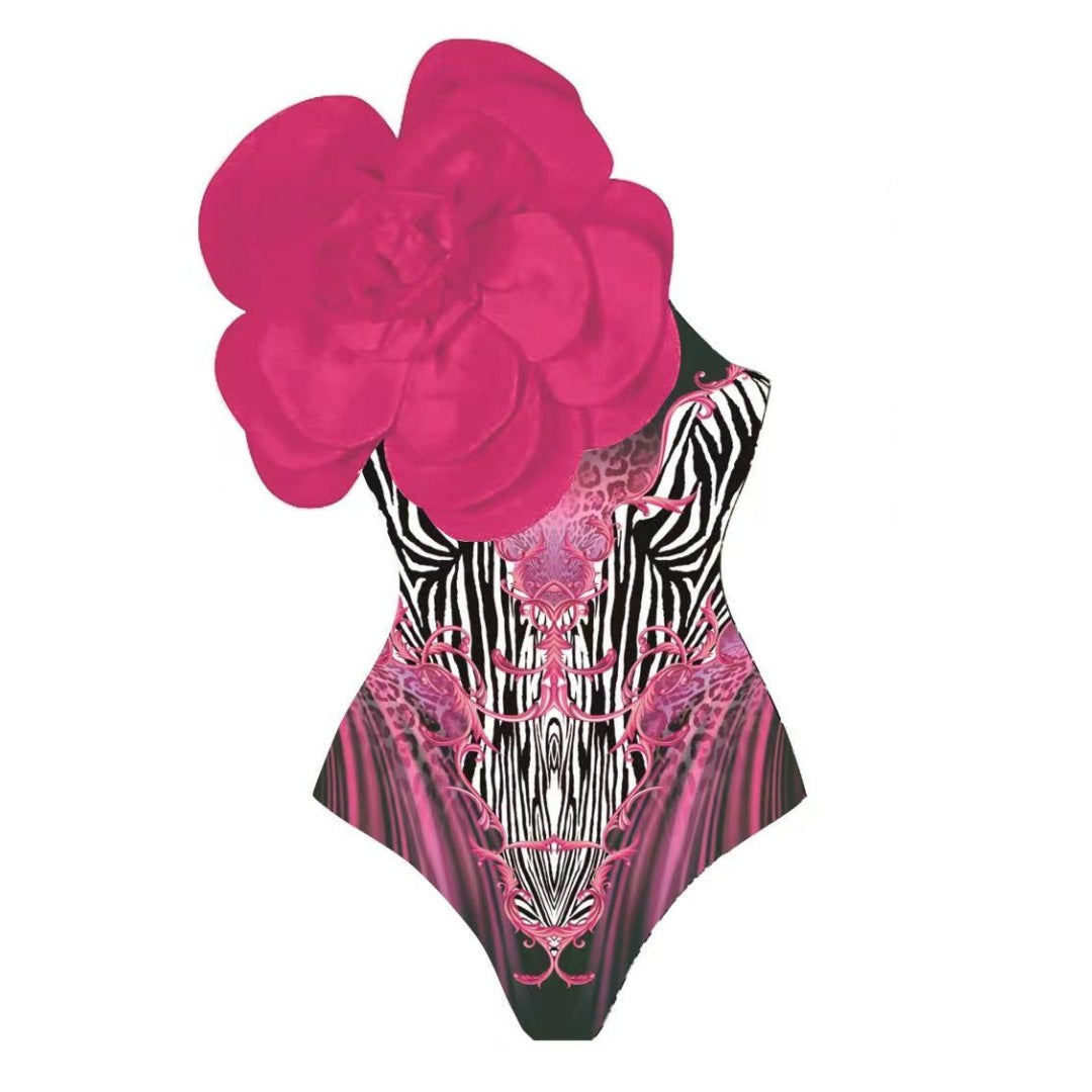 Damen Eleganter Einteiler mit kunstvoller Blumendekoration Drune