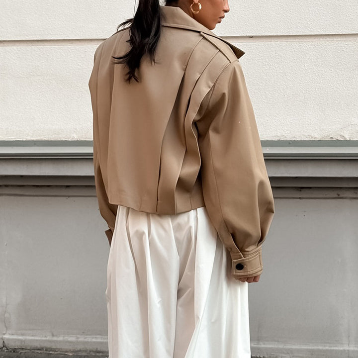 Damen cropped Jacke mit überschnittenen Schultern Drune