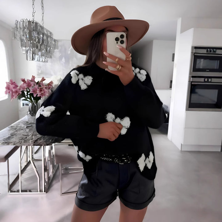 Damen gemütlicher Pullover mit modernem Herzdesign und weichem Strick Drune