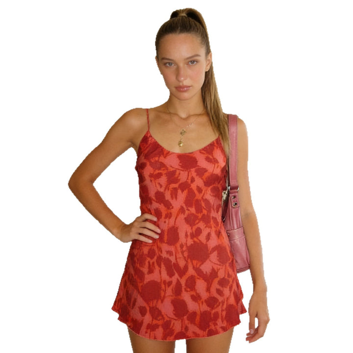 Damen Sommerliches Minikleid mit raffinierter Schnürung hinten und verführerischem V-Ausschnitt Drune