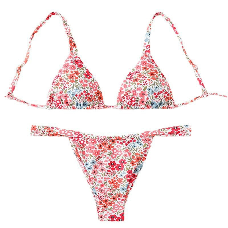 Damen Triangel-Bikini mit verstellbaren Trägern und floralem Design Drune