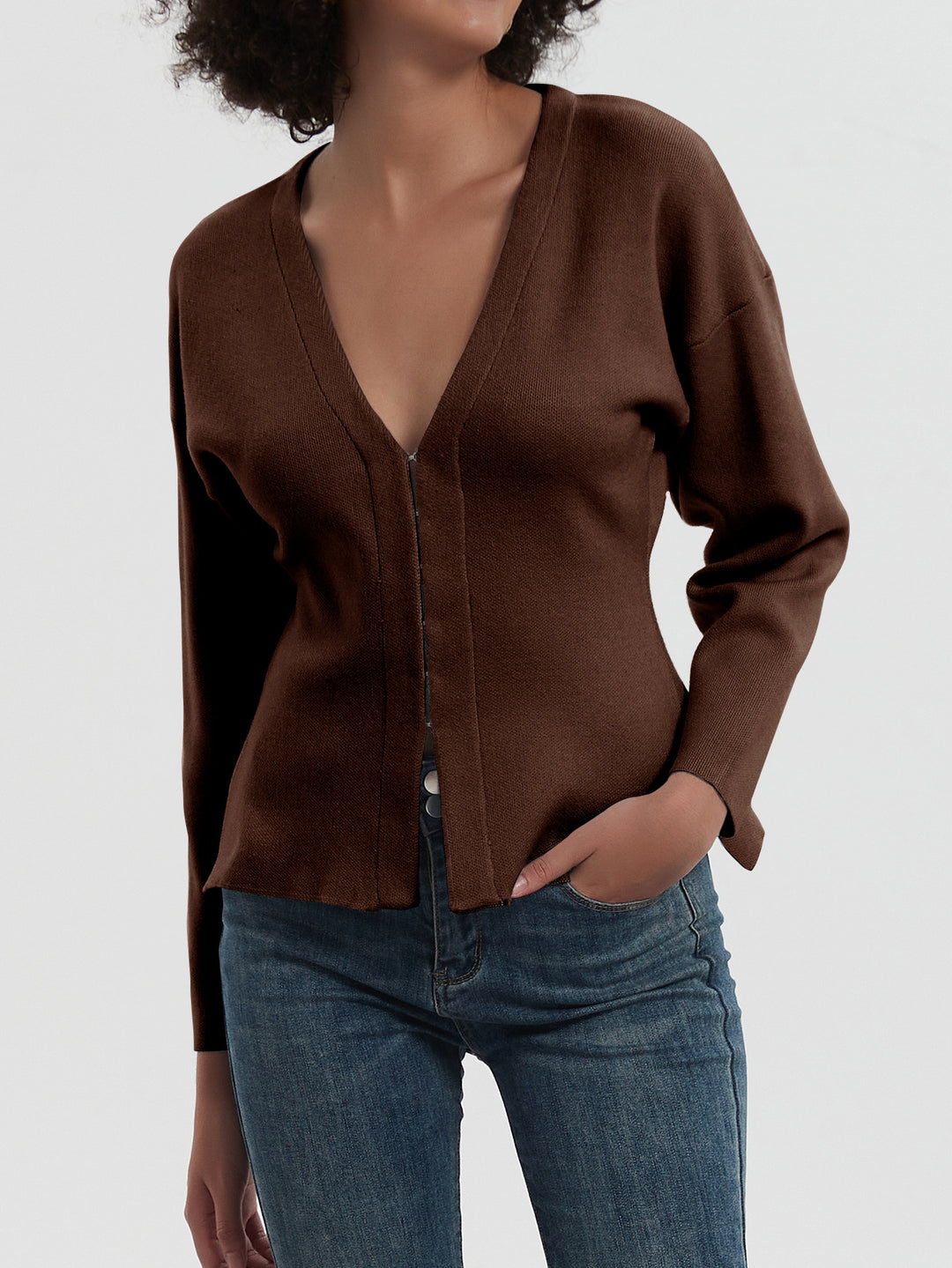 Damen Modischer V-Ausschnitt Cardigan Drune