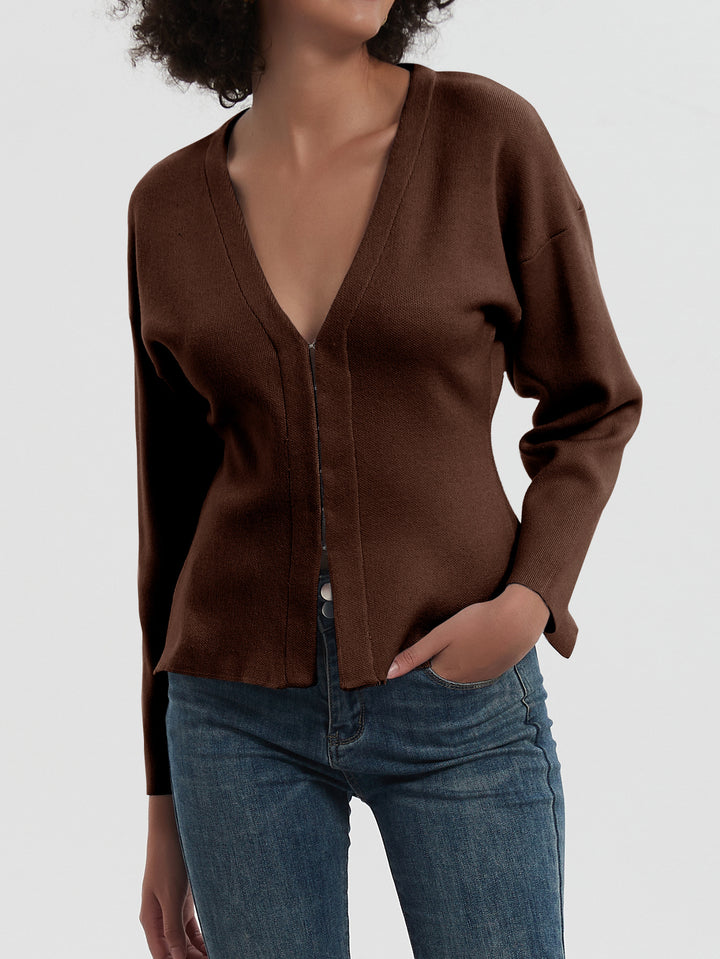 Damen Modischer V-Ausschnitt Cardigan Drune