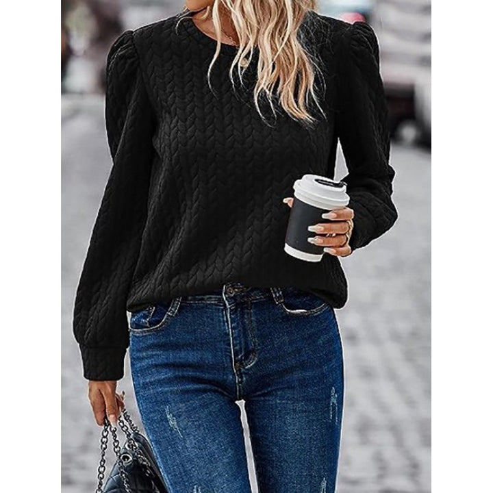 Damen Pullover mit weichem Strukturdesign und Puffärmeln Drune