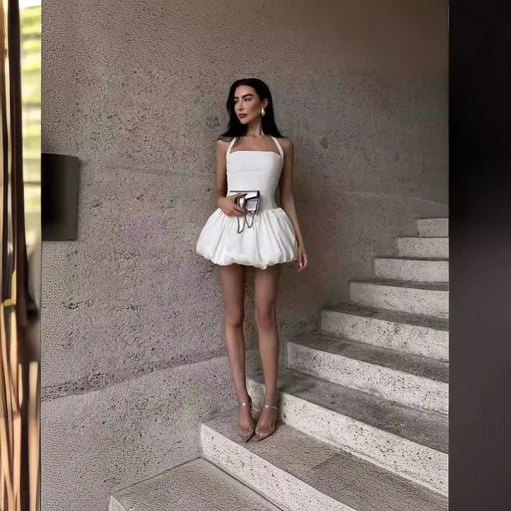 Damen luftiges Sommerkleid mit schulterfreiem Design Drune