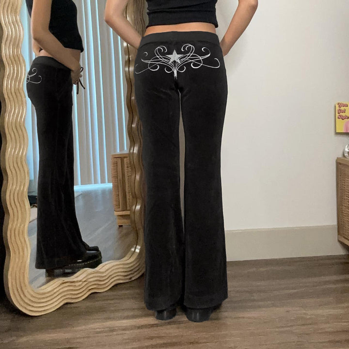 Damen elegante Schlaghose mit Glitzerstern-Detail Drune