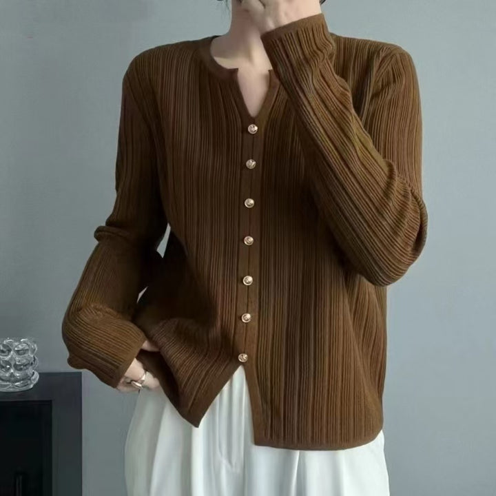 Damen Feinstrick Bluse mit Knopfleiste Drune
