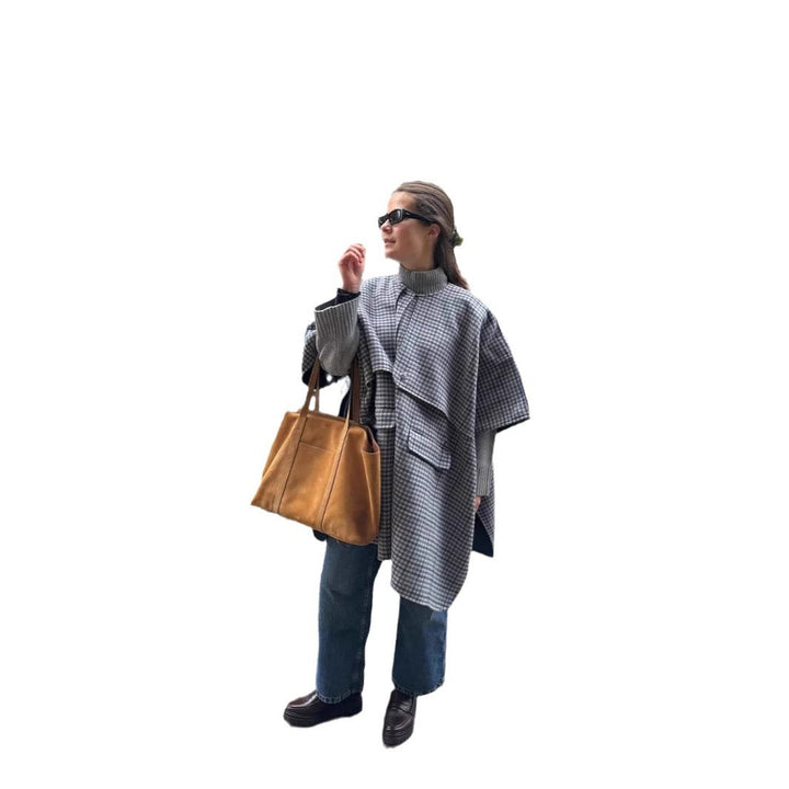 Damen modische Überwurfjacke mit großzügigen Taschen und strukturiertem Design Drune