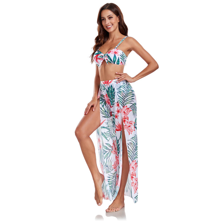 Damen Bikiniset mit floralem Design und schickem Überrock Drune