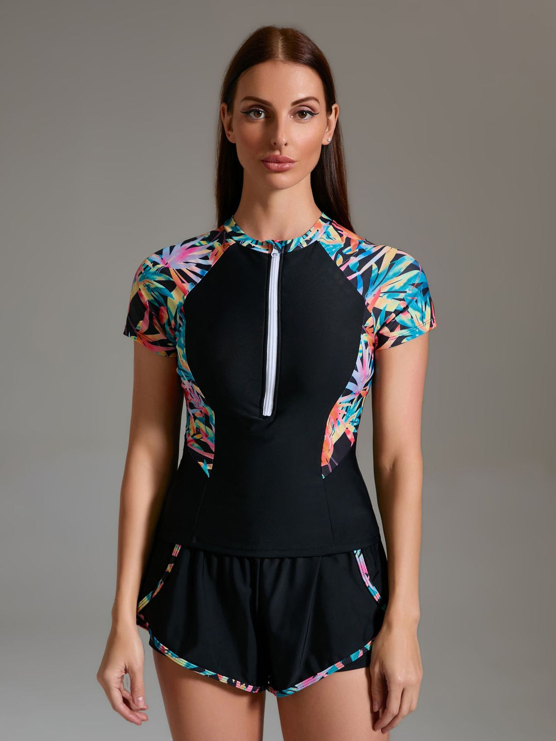 Damen Sportlicher Schwimmanzug mit innovativem Reißverschluss und stylischen kurzen Hosen Drune
