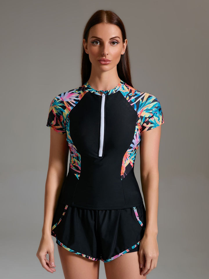 Damen Sportlicher Schwimmanzug mit innovativem Reißverschluss und stylischen kurzen Hosen Drune