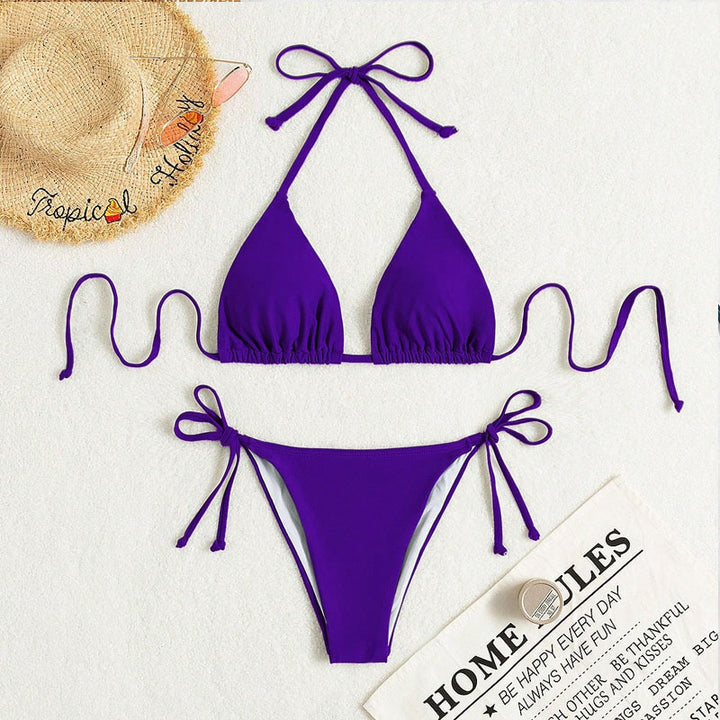 Damen Triangel-Bikini mit verstellbaren Trägern und raffiniertem Schnitt Drune