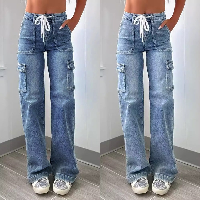 Damen Cargo-Jeans mit praktischen Taschen und weiter Beinform Drune