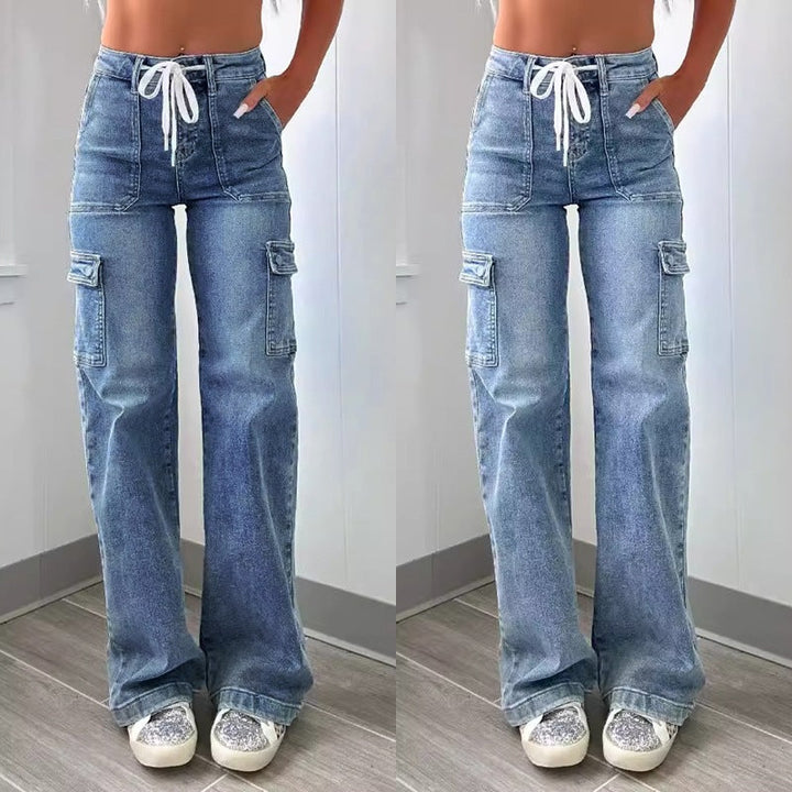 Damen Cargo-Jeans mit praktischen Taschen und weiter Beinform Drune