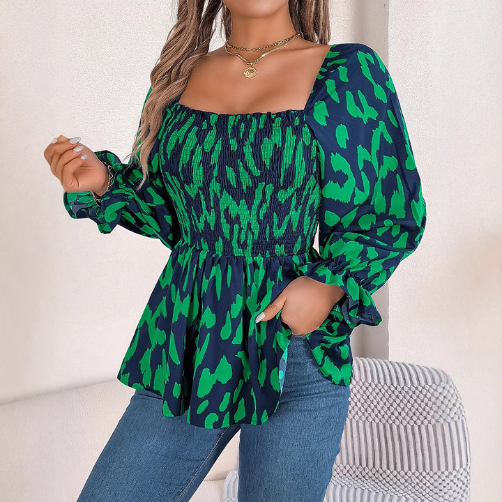 Damen Schnüpfbluse mit weitem Schnitt und modischem Animal-Print Drune
