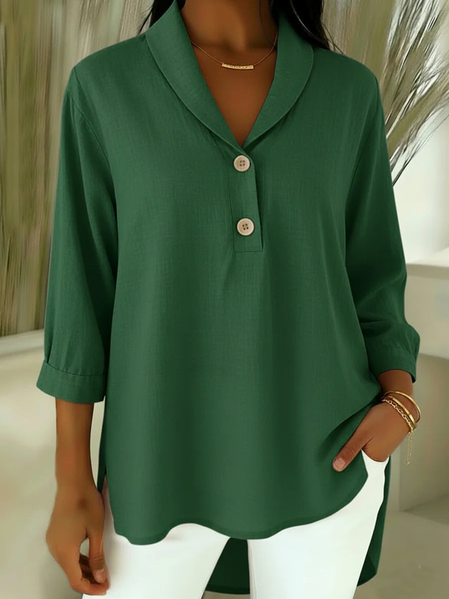 Damen Elegantes Hemd mit modernem Kragen und Knopfdetails Drune