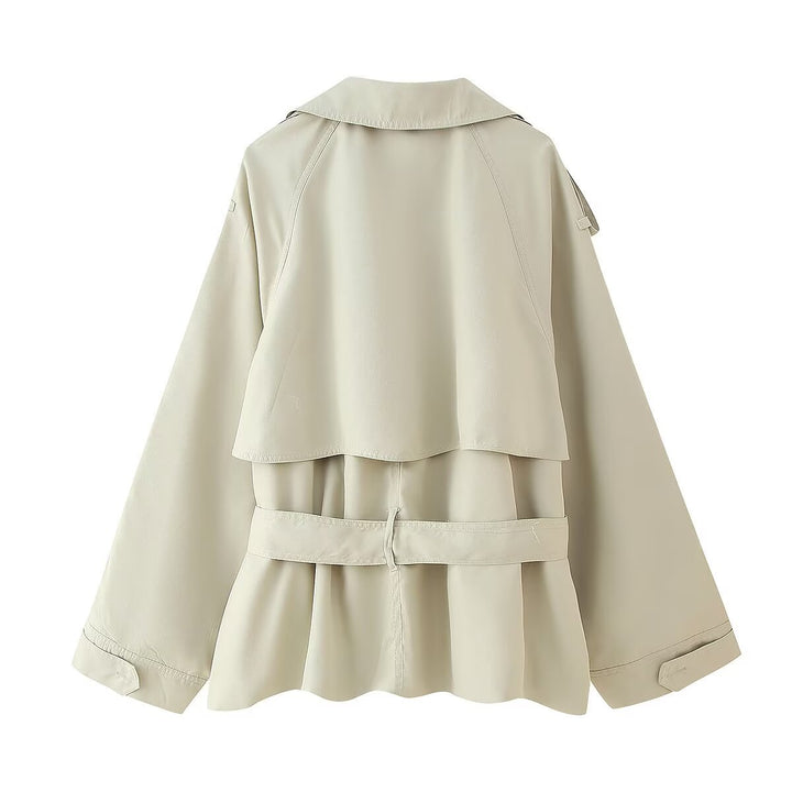 Damen elegante Trenchjacke mit Taillengürtel Drune